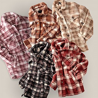 Fluffy And Soft Sherpa Plaid Shacket